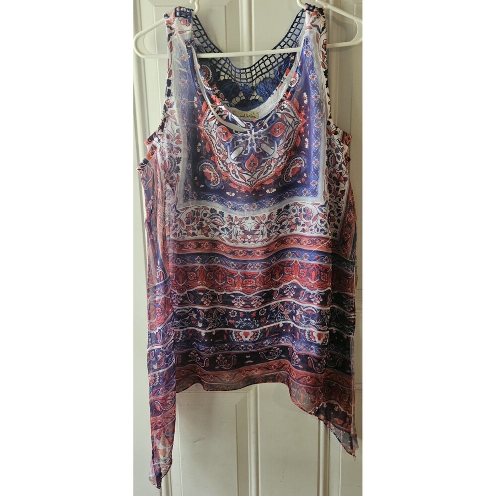 Live And Let Live Red White Blue Womens Blouse LARGE
